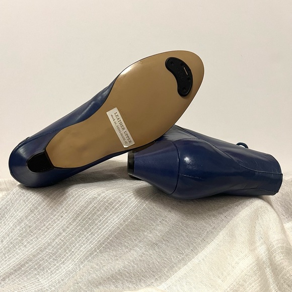Vintage Deadstock 60s/70s Town & Country Royal Blue Leather Ankle Booties NWB - Picture 4 of 8